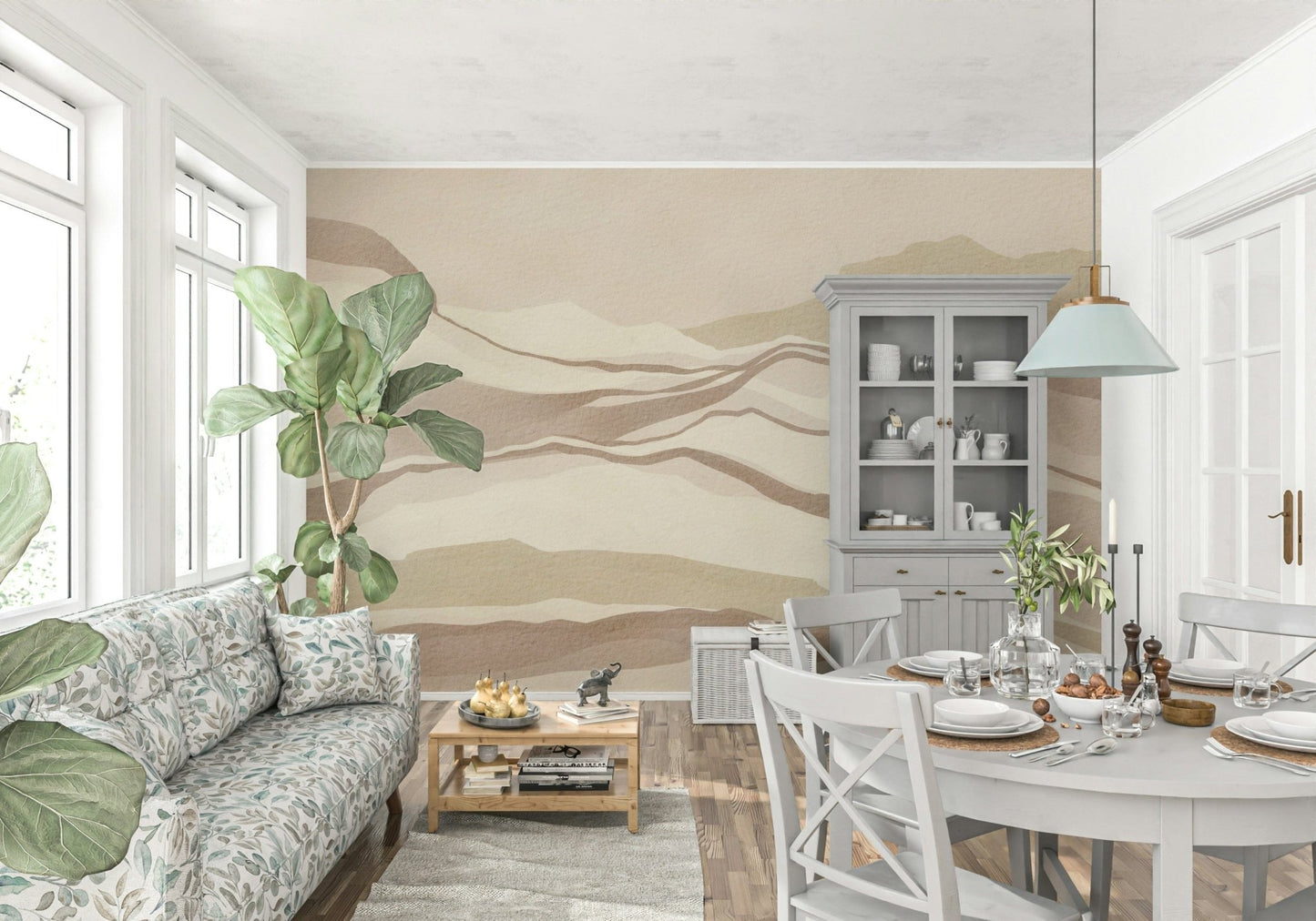 Modern Neutral Desertscape graphic showing smooth sandy slopes on paper.