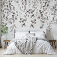 Soft neutral botanical wall mural

