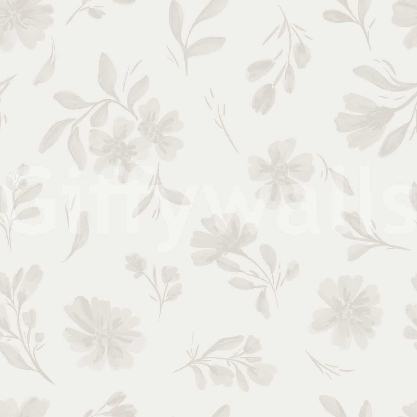 Gentle Neutral Flora Cloud Dancer White wallpaper mural design.