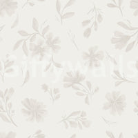 Gentle Neutral Flora Cloud Dancer White wallpaper mural design.