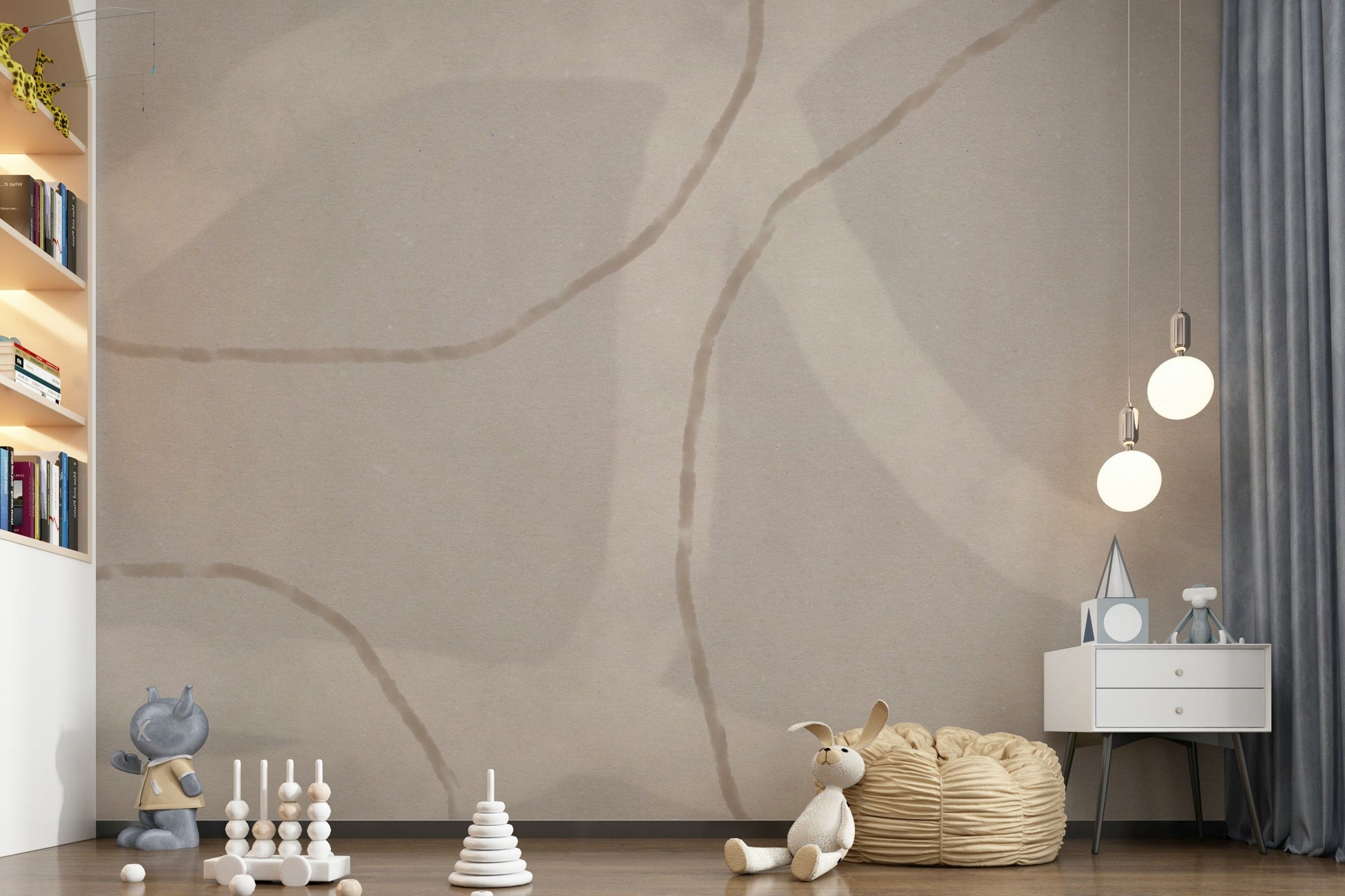 A beautiful modern art wall mural for a living room.

