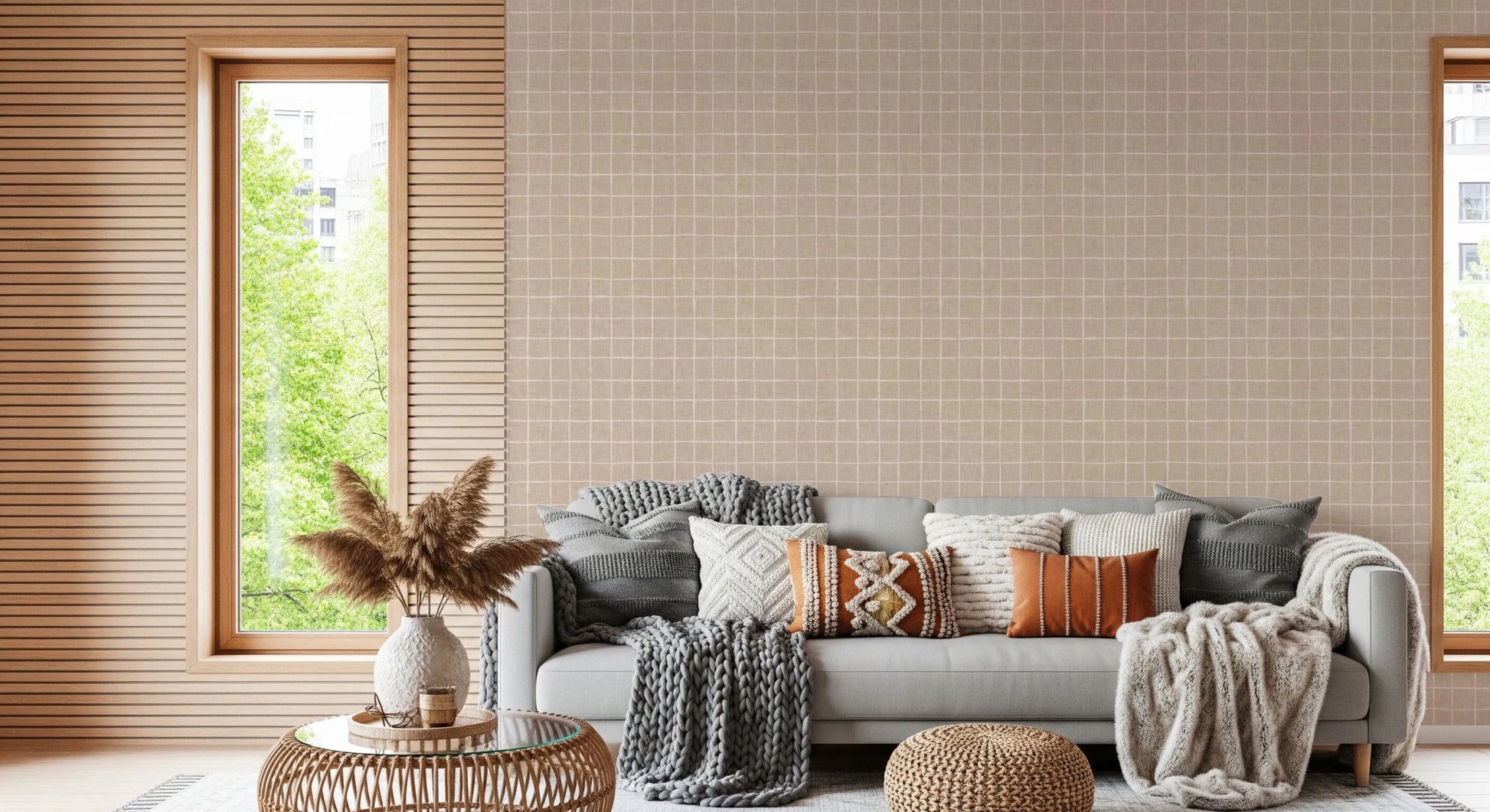 Neutral Grid Wallpaper⁠