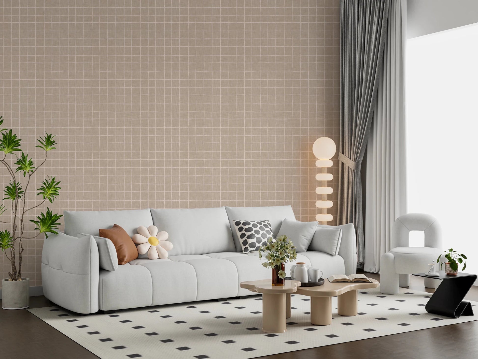 Neutral Grid Wallpaper⁠