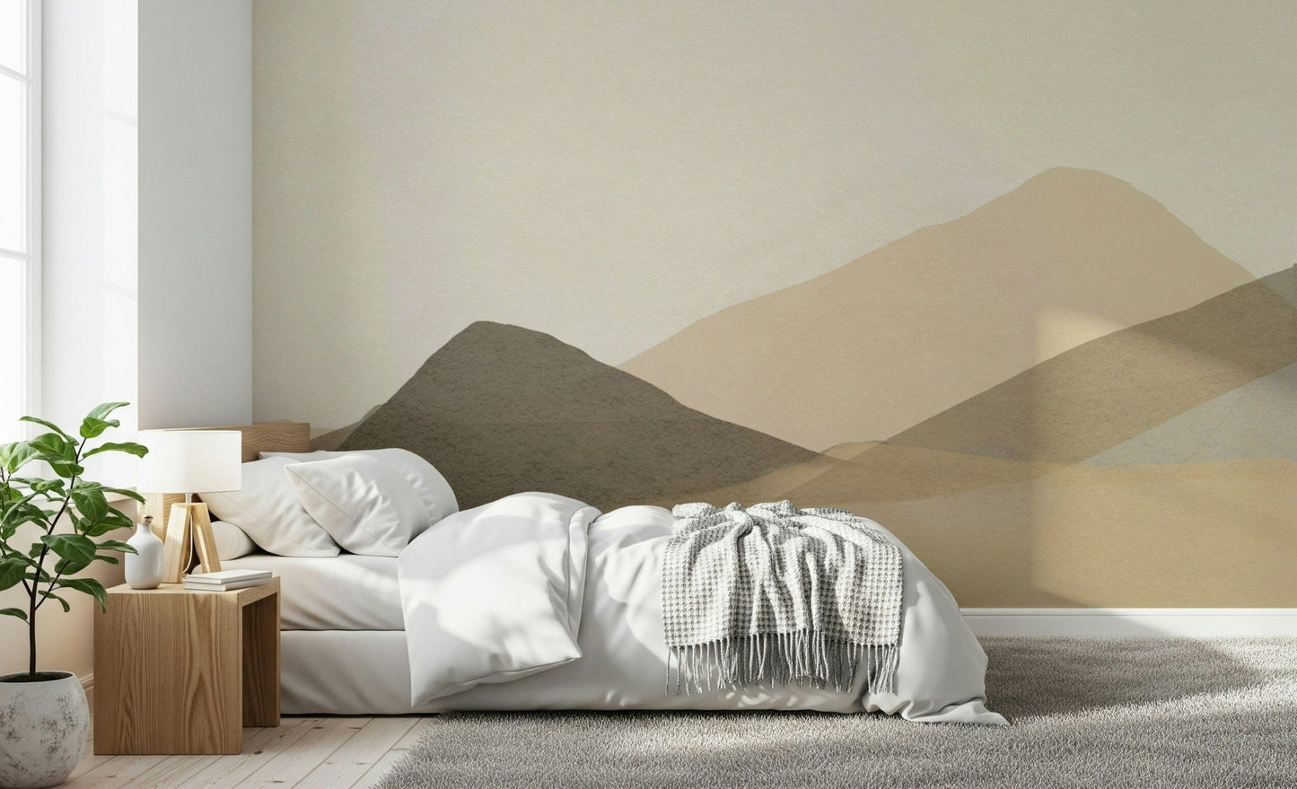 Artistic abstract nature Mountain Range Serenity print, modern wall mural.