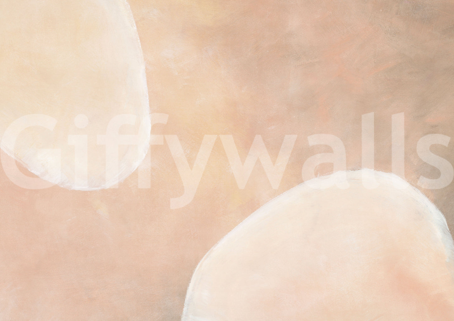 Neutral Mist Shapes wallpaper close-up showing soft cream rounded shapes on a warm peach background