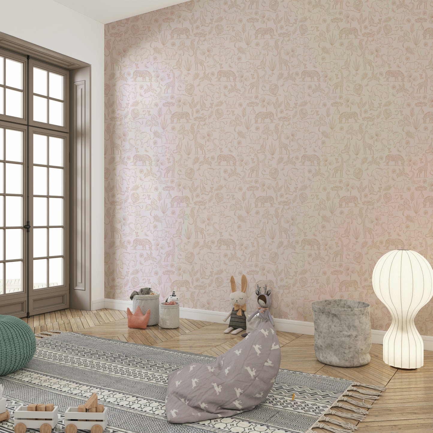 Earth-toned safari wallpaper for a warm, neutral look

