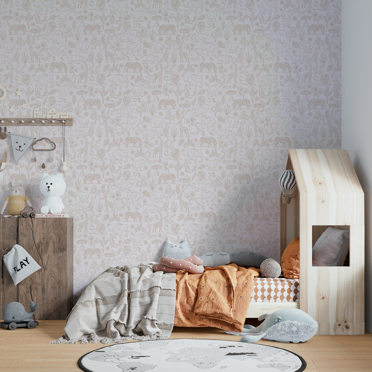 Calm and chic safari adventure wallpaper for interiors

