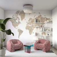 Country-outlined neutral world map for stylish learning spaces

