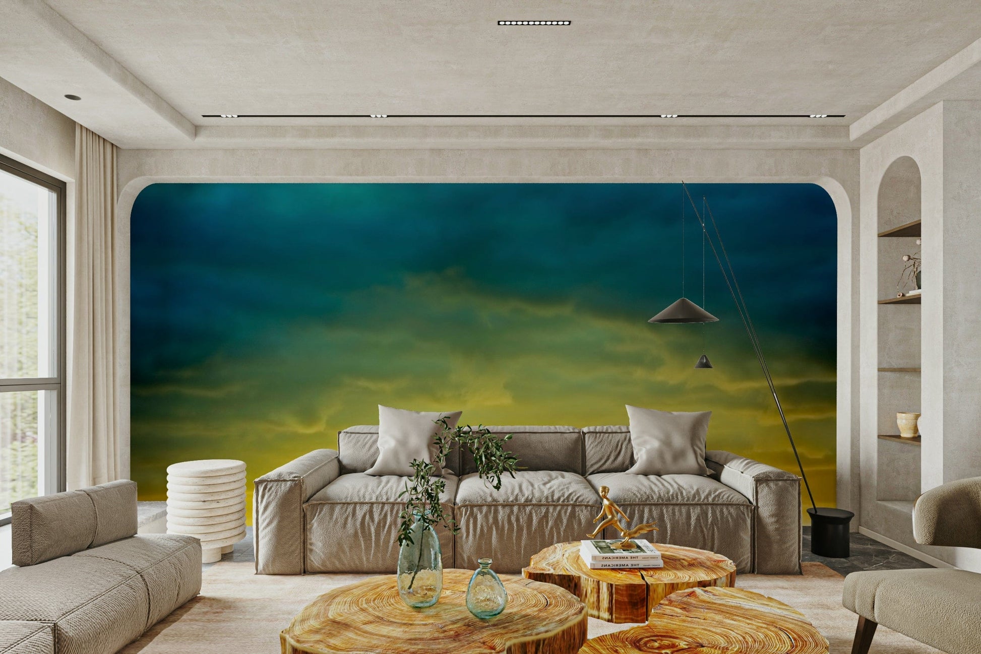 A serene new day sky wall mural for your decor.

