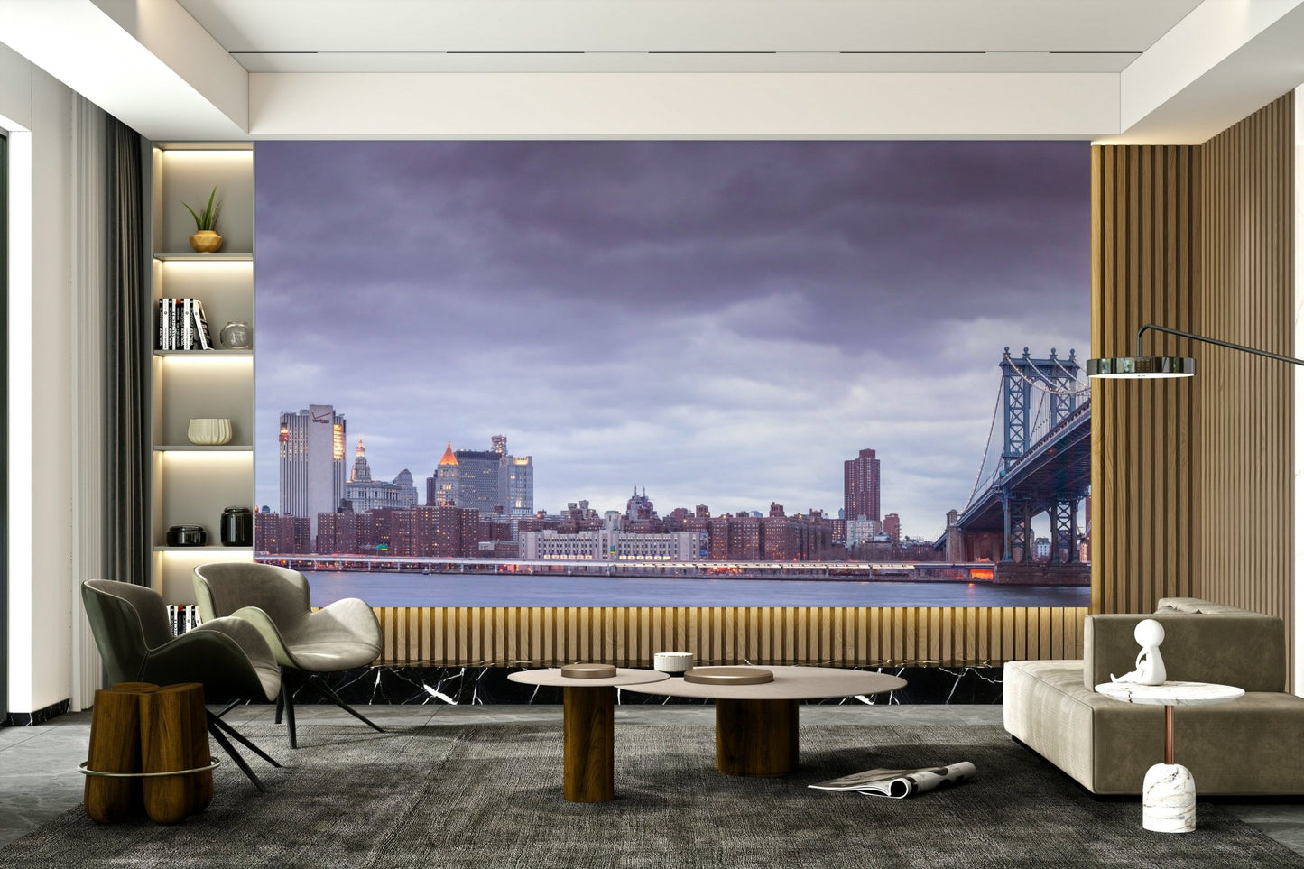 The design has a very polished and peaceful effect on the space.

