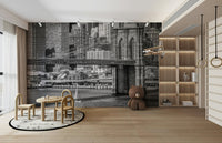 New York City Brooklyn Bridge wall mural with skyline

