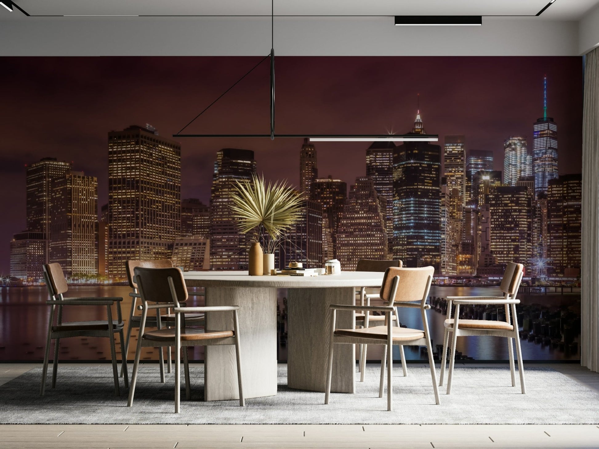 Stunning NYC night skyline wall mural for modern interiors

