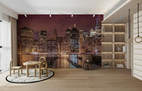 Urban New York City night-time mural with sparkling lights

