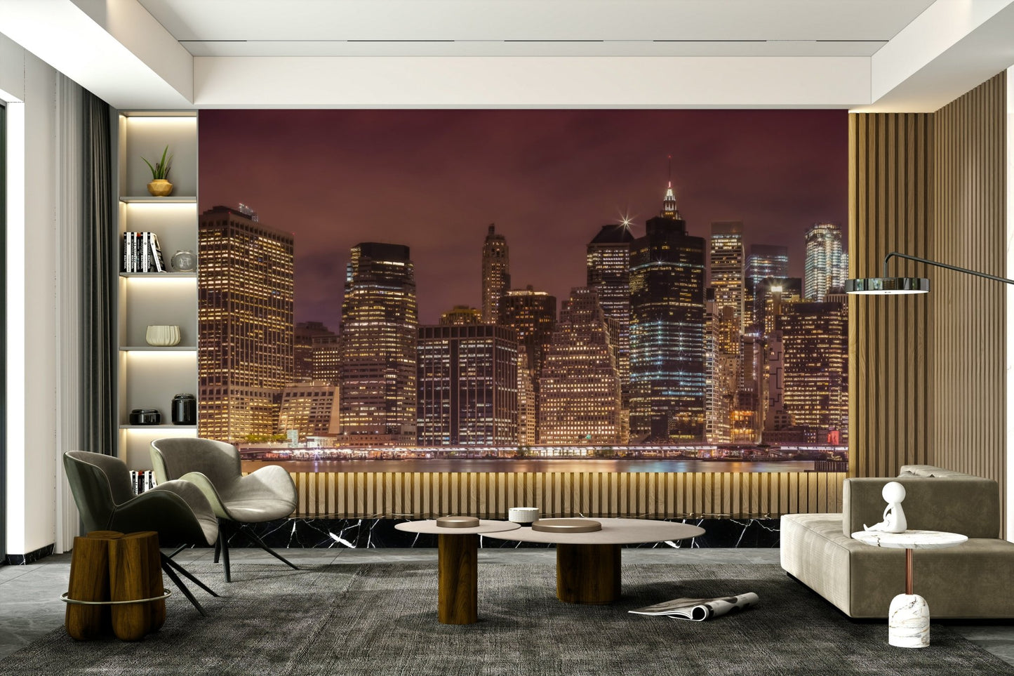 Vibrant night lights of NYC in NEW YORK CITY Nightly Impressions mural

