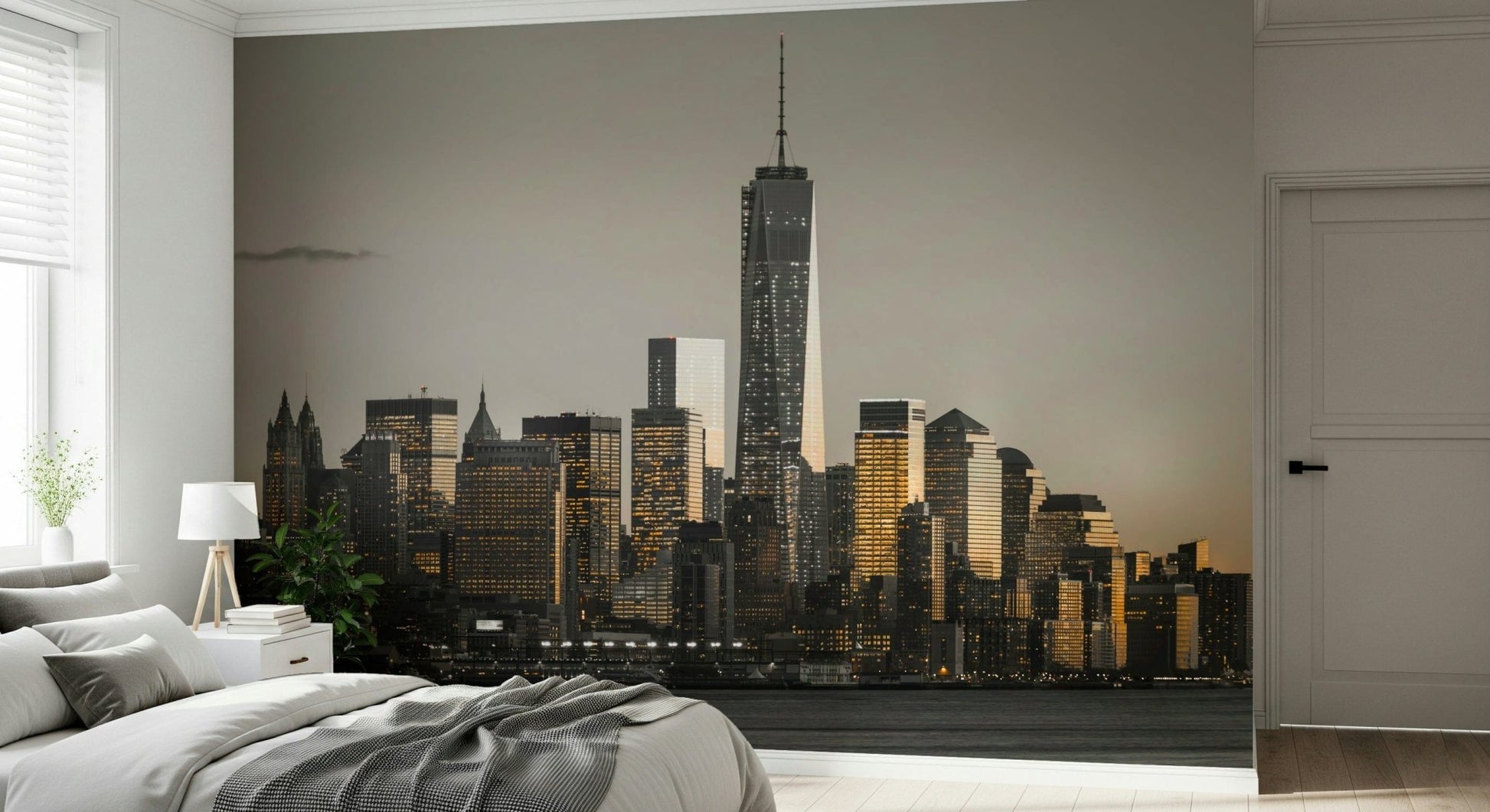 Radiant Cityscape Glow mural, adding architectural wonder to homes.