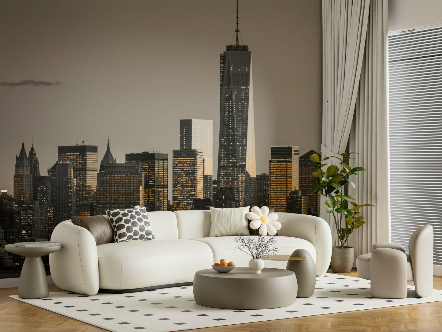 Amazing New York Cityscape Glow wallpaper for sophisticated interior décor.