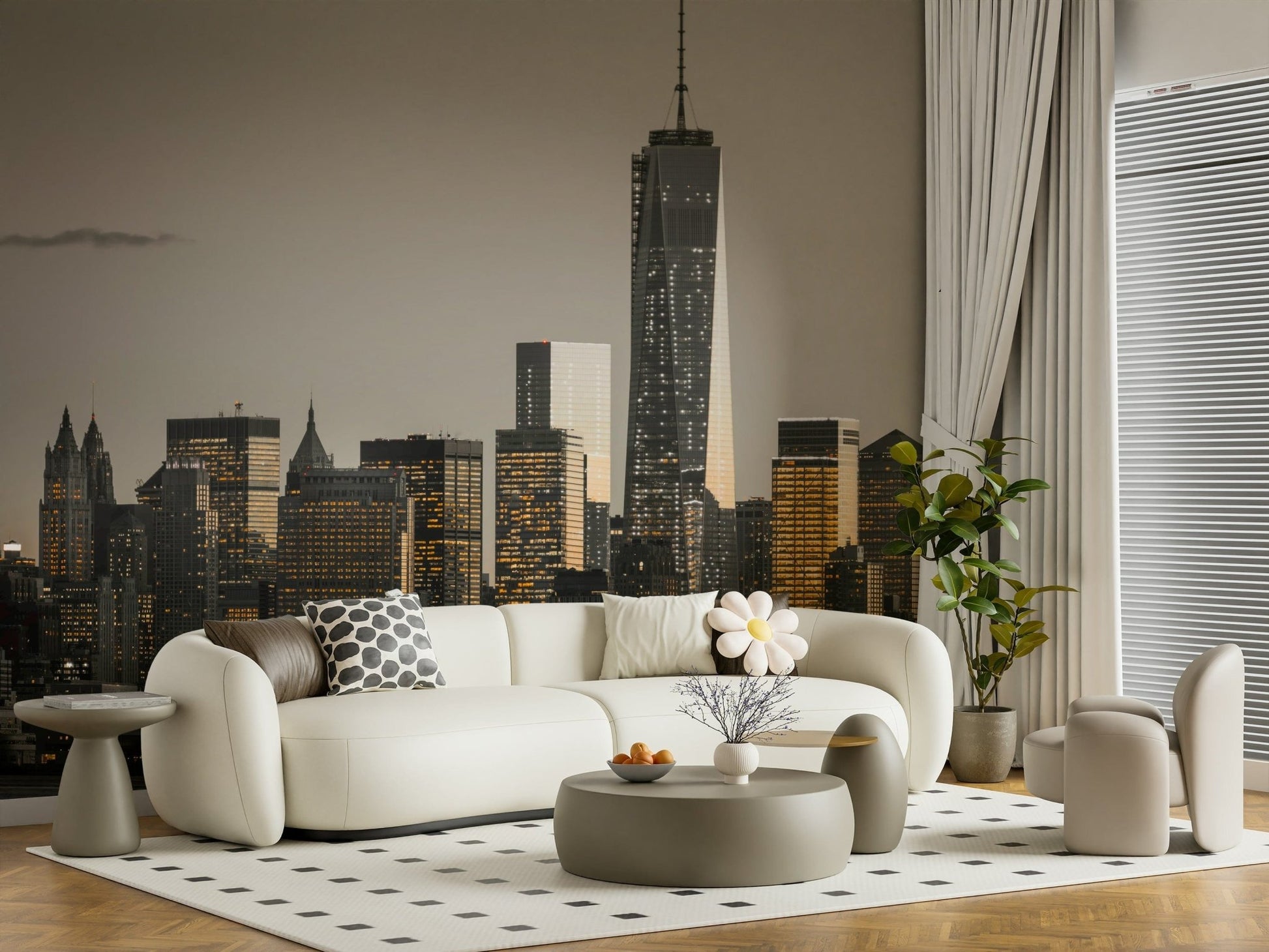 Amazing New York Cityscape Glow wallpaper for sophisticated interior décor.