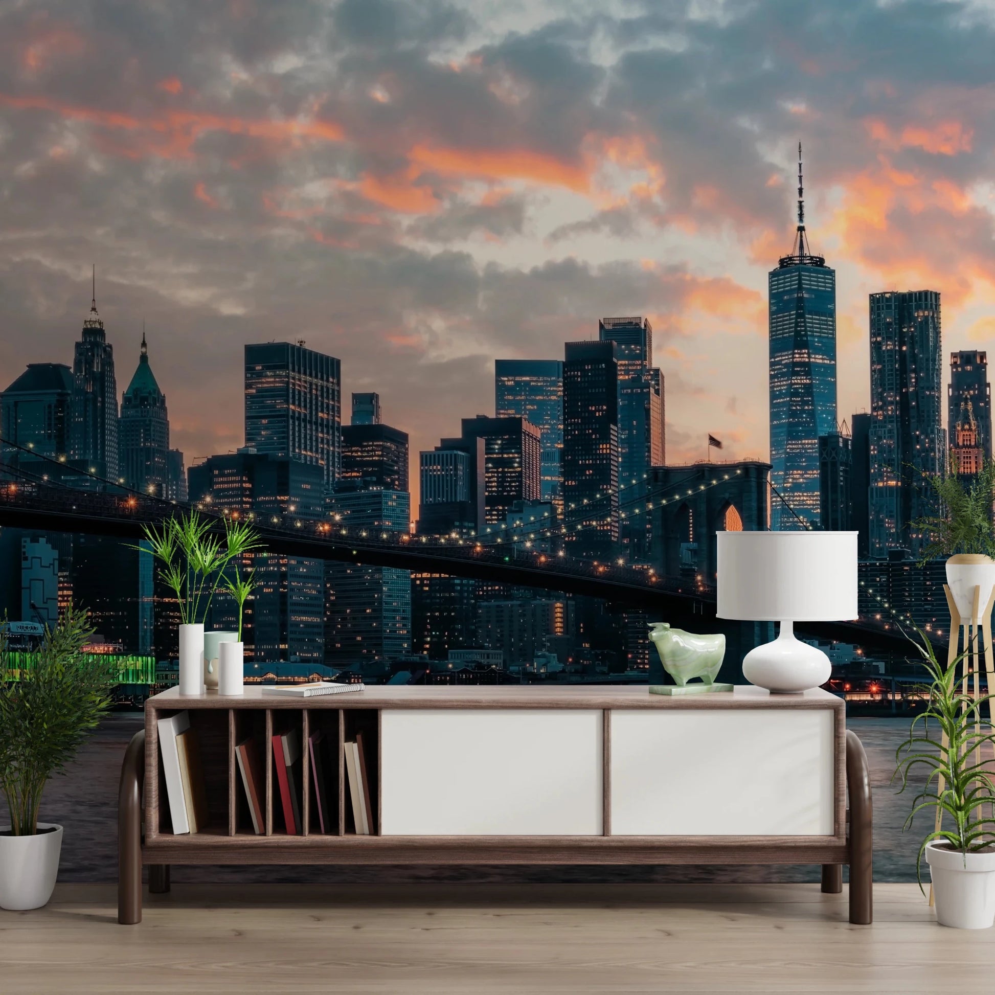 New York In The Evening Wall Mural