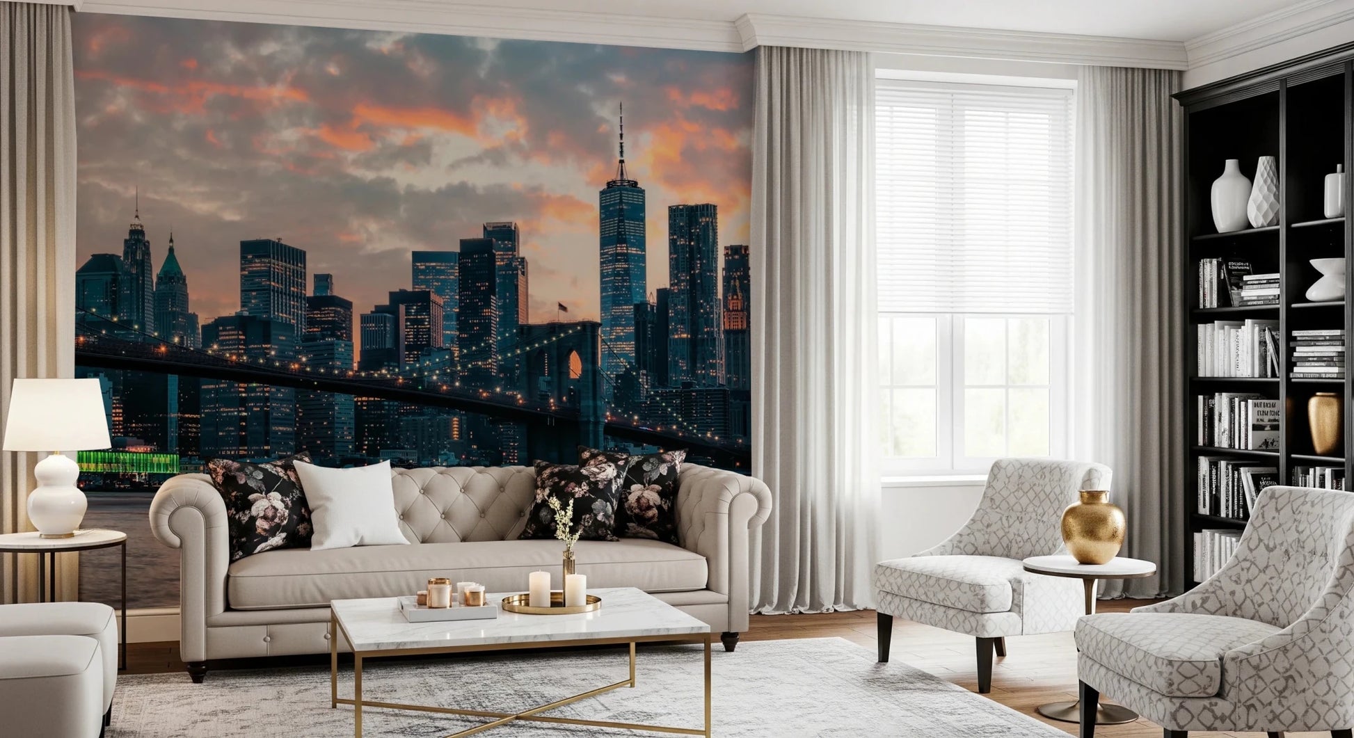 New York In The Evening Wall Mural