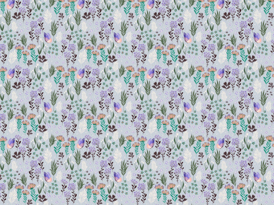 Butterfly Meadow Purple Wallpaper