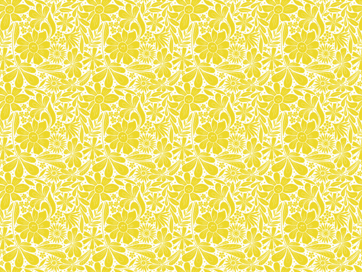 Happy Blooms Yellow Wallpaper
