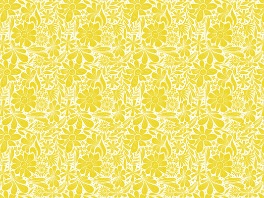 Happy Blooms Yellow Wallpaper