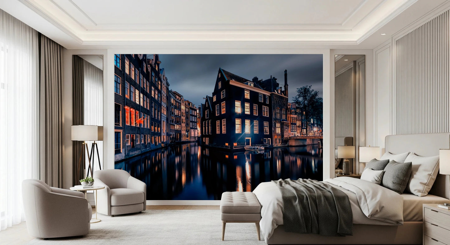 City canal wall mural frames elegant living room
