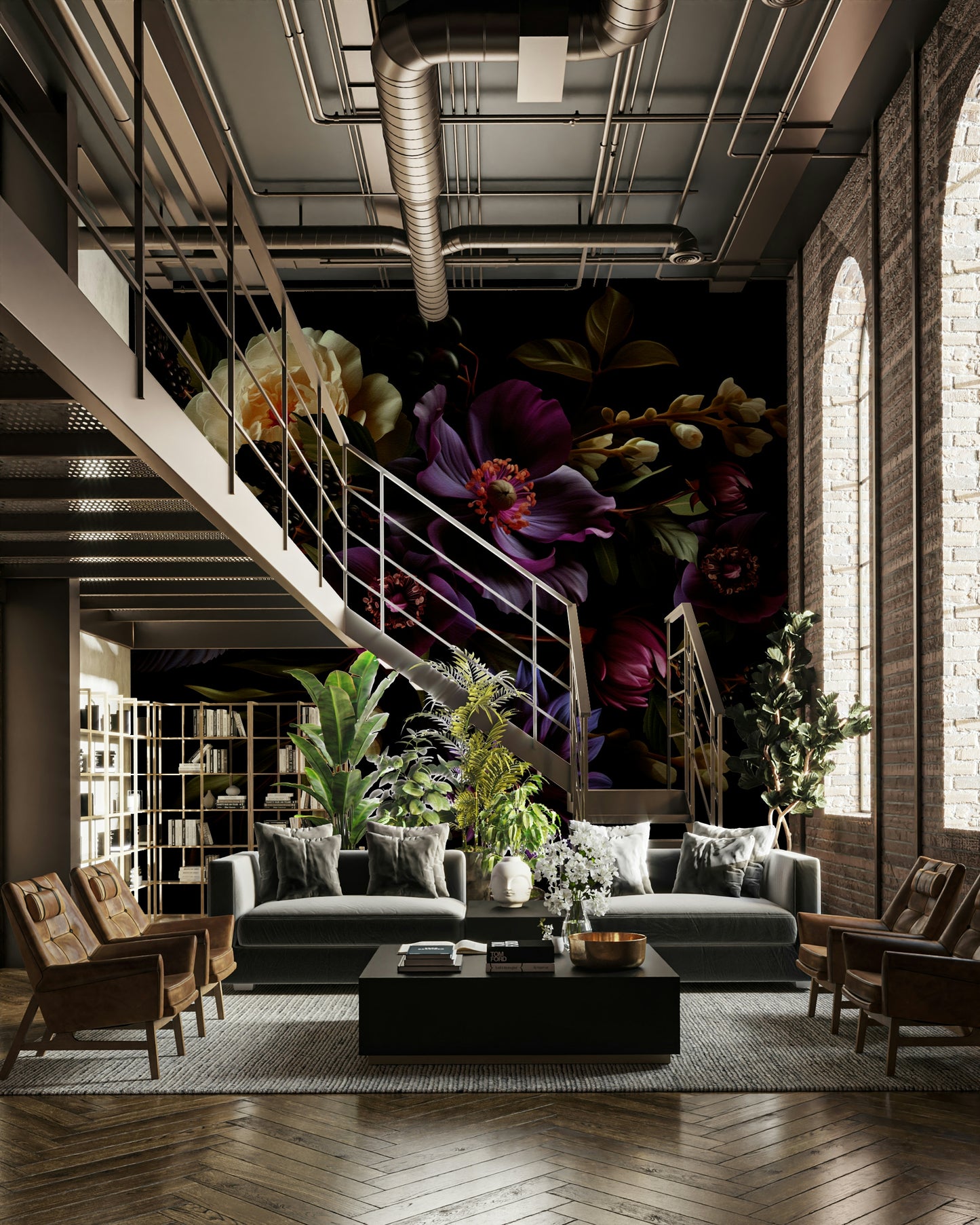 Artistic wallpaper with night flowers

