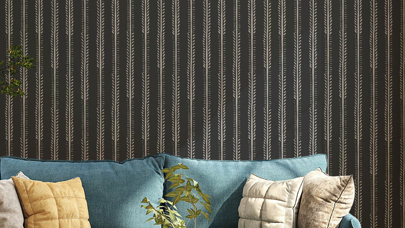 Nocturne stripes wallpaper in deep dark tones

