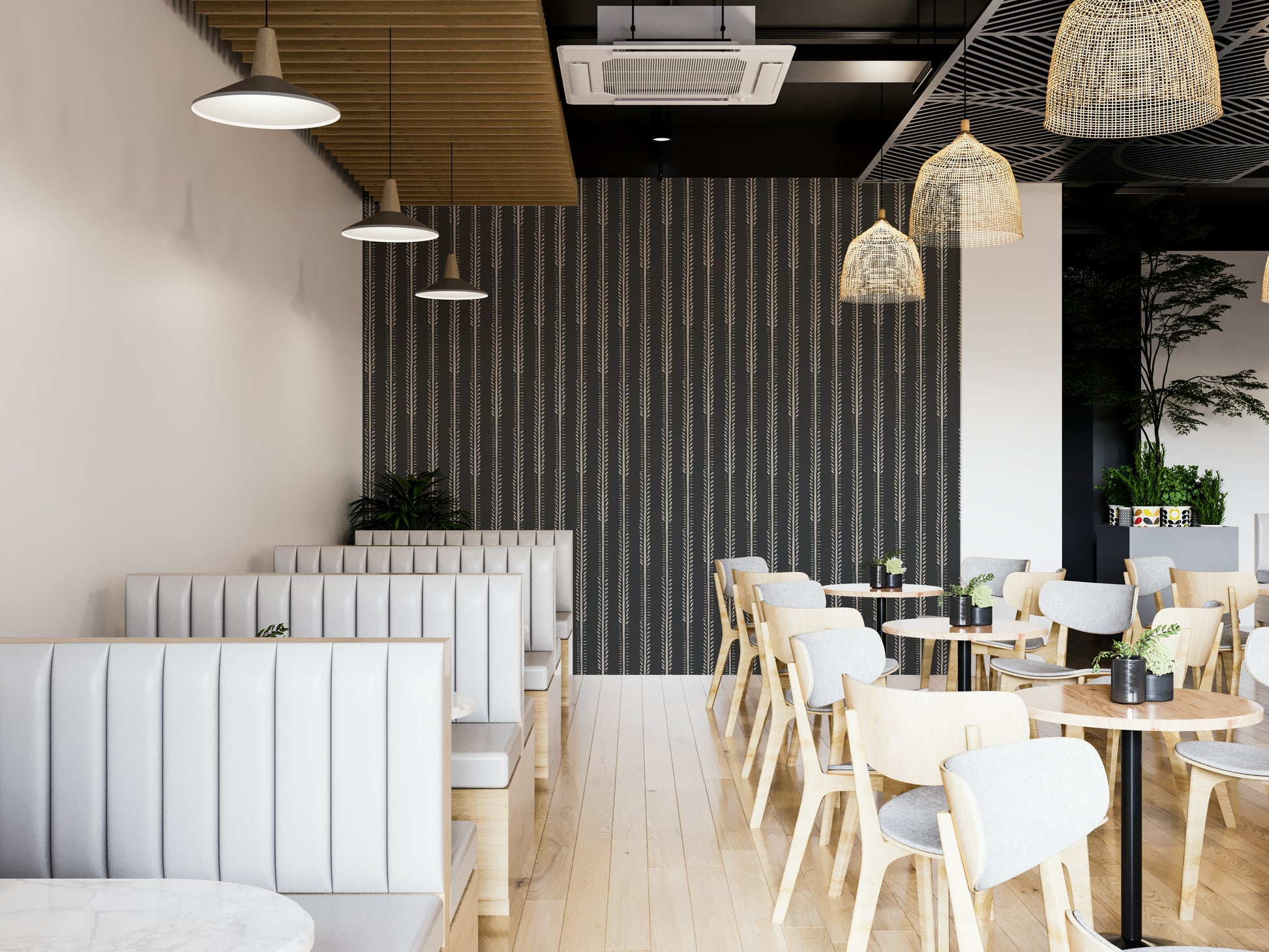Moody vertical stripes wallpaper for modern spaces

