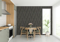 Luxe black and navy striped wallpaper for interiors

