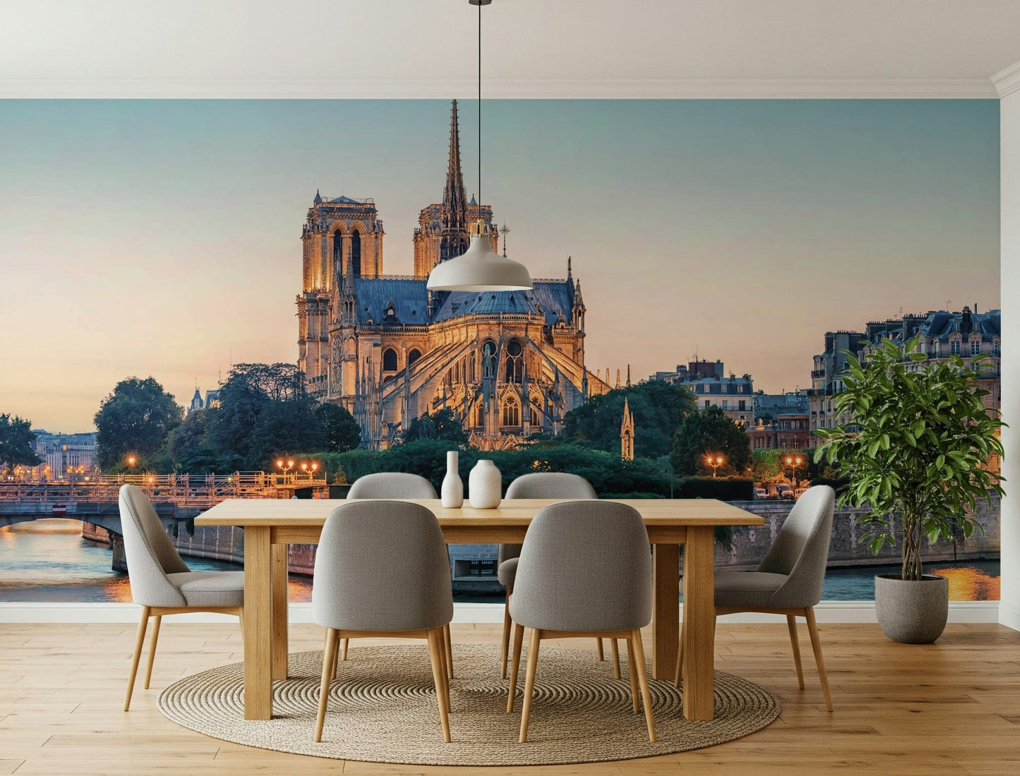 Historic Paris wall mural blending cityscape and mountain wallpaper atmosphere