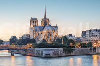 Cathedral skyline wall mural inspired by Notre Dame and mountain wallpaper design