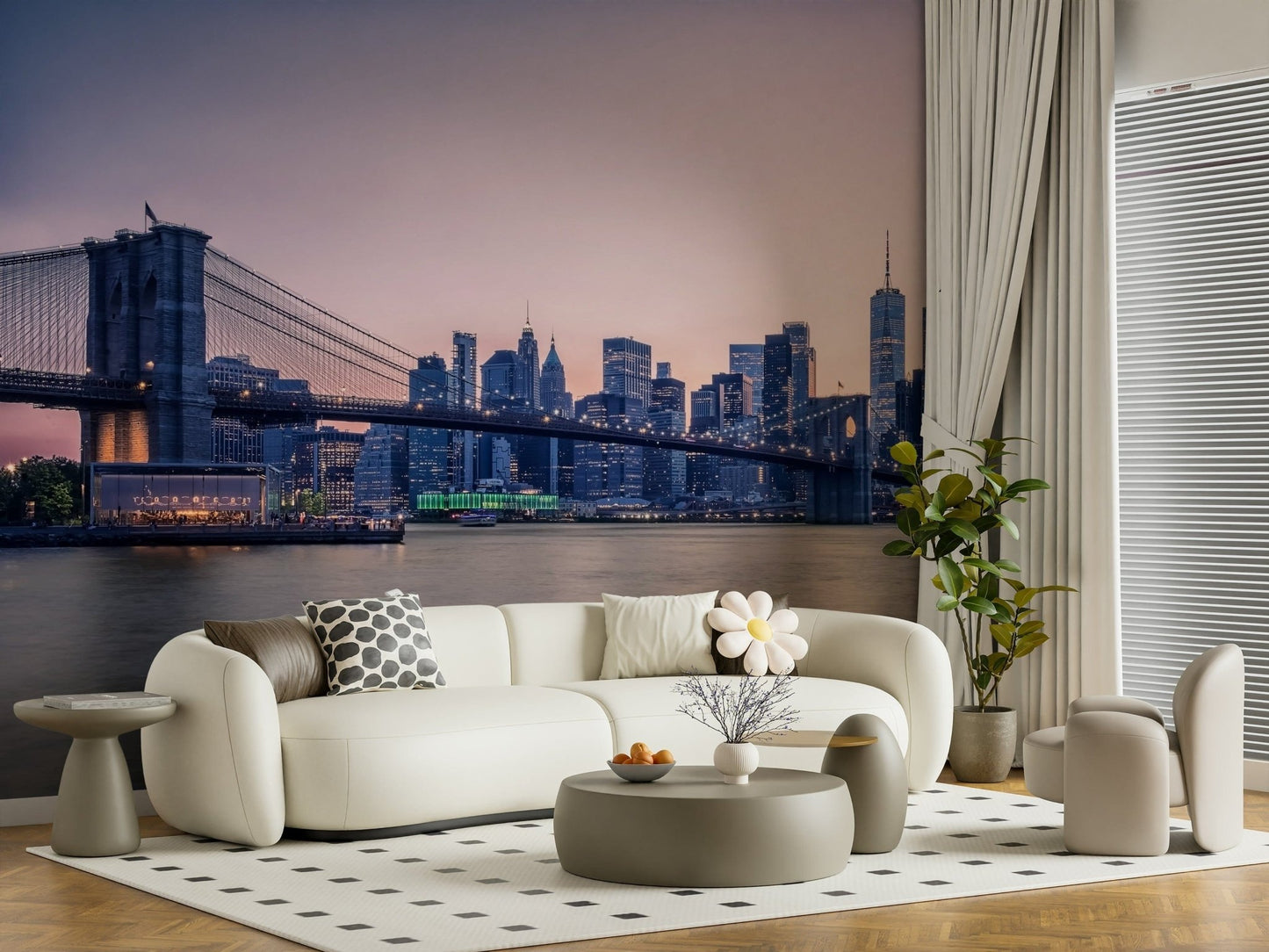 NYC Bridge at Dusk Wall Mural