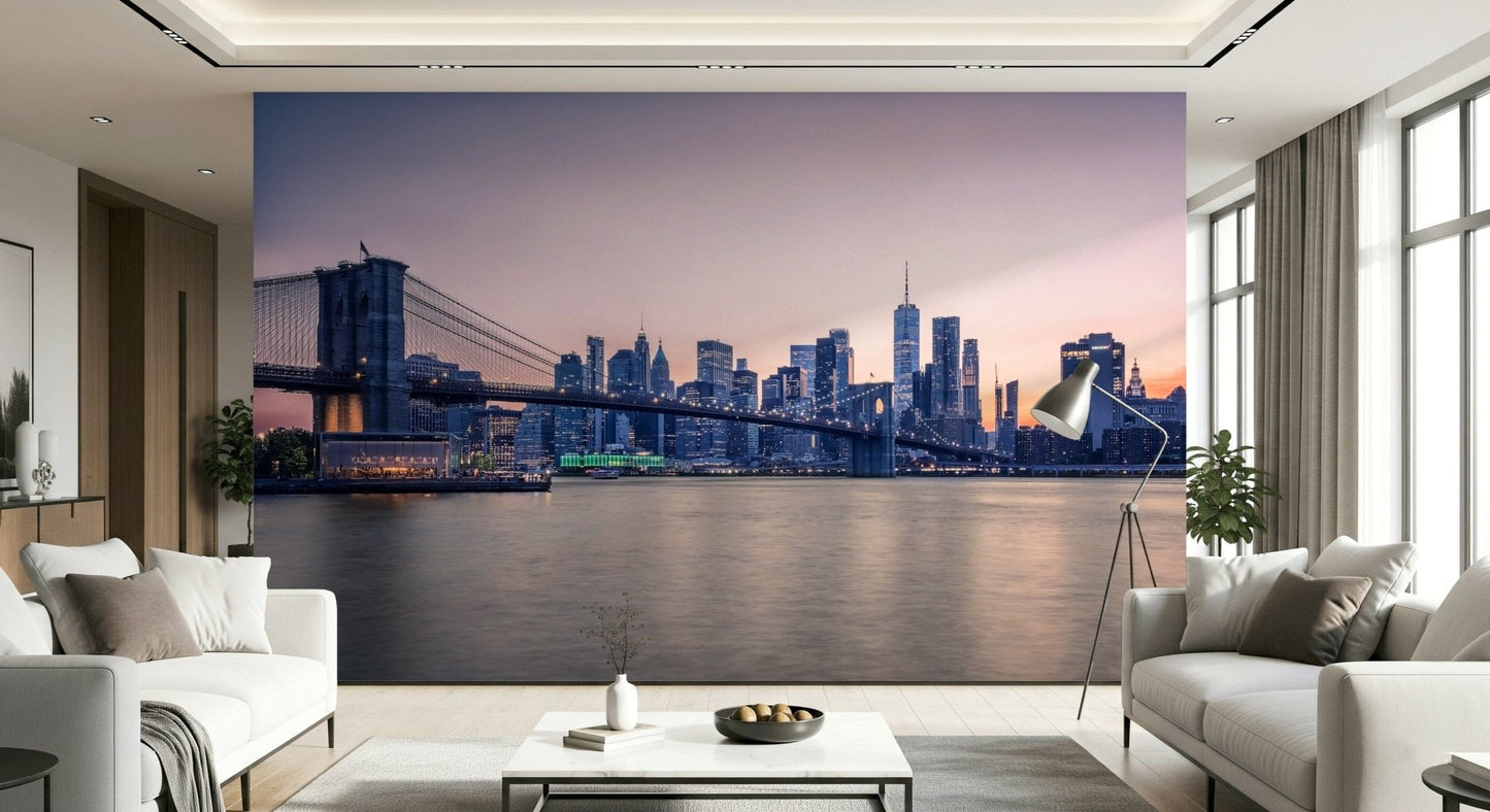 NYC Bridge at Dusk Wall Mural