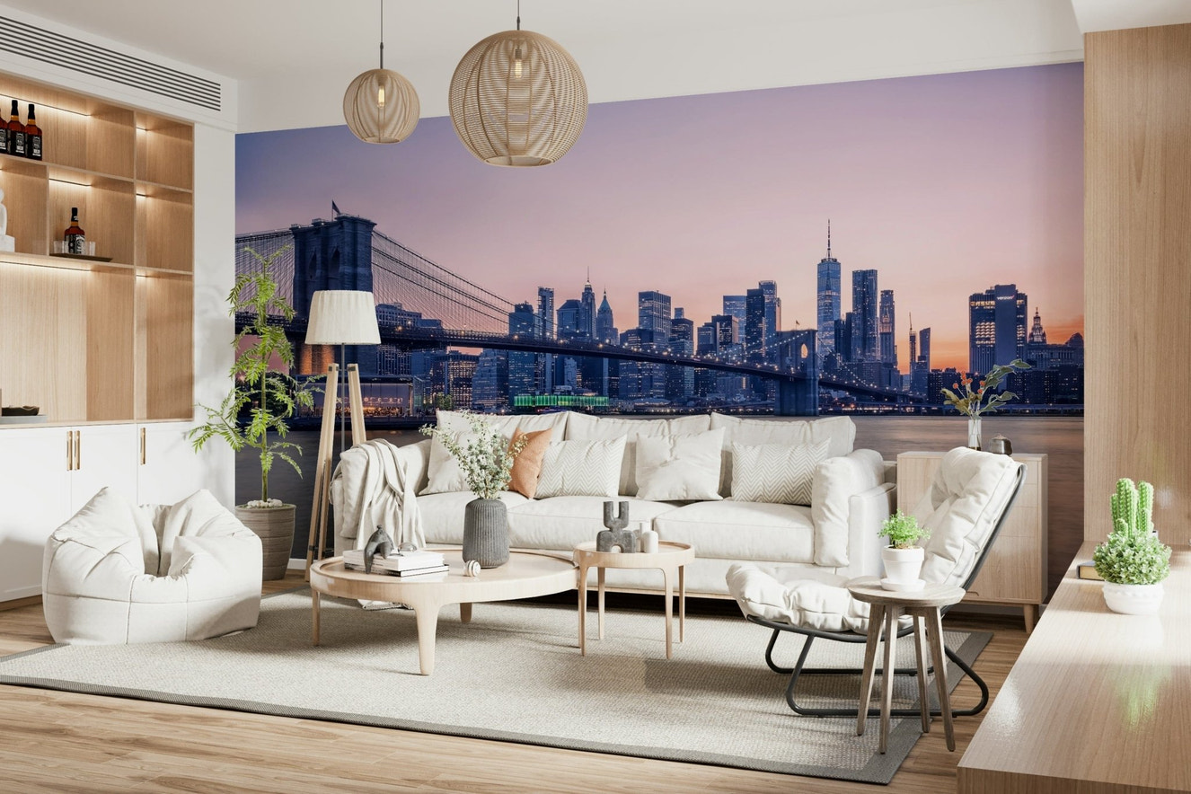 NYC Bridge at Dusk Wall Mural