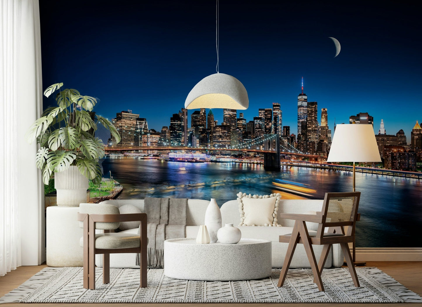 Lower Manhattan NYC by Night wall mural night scenery.