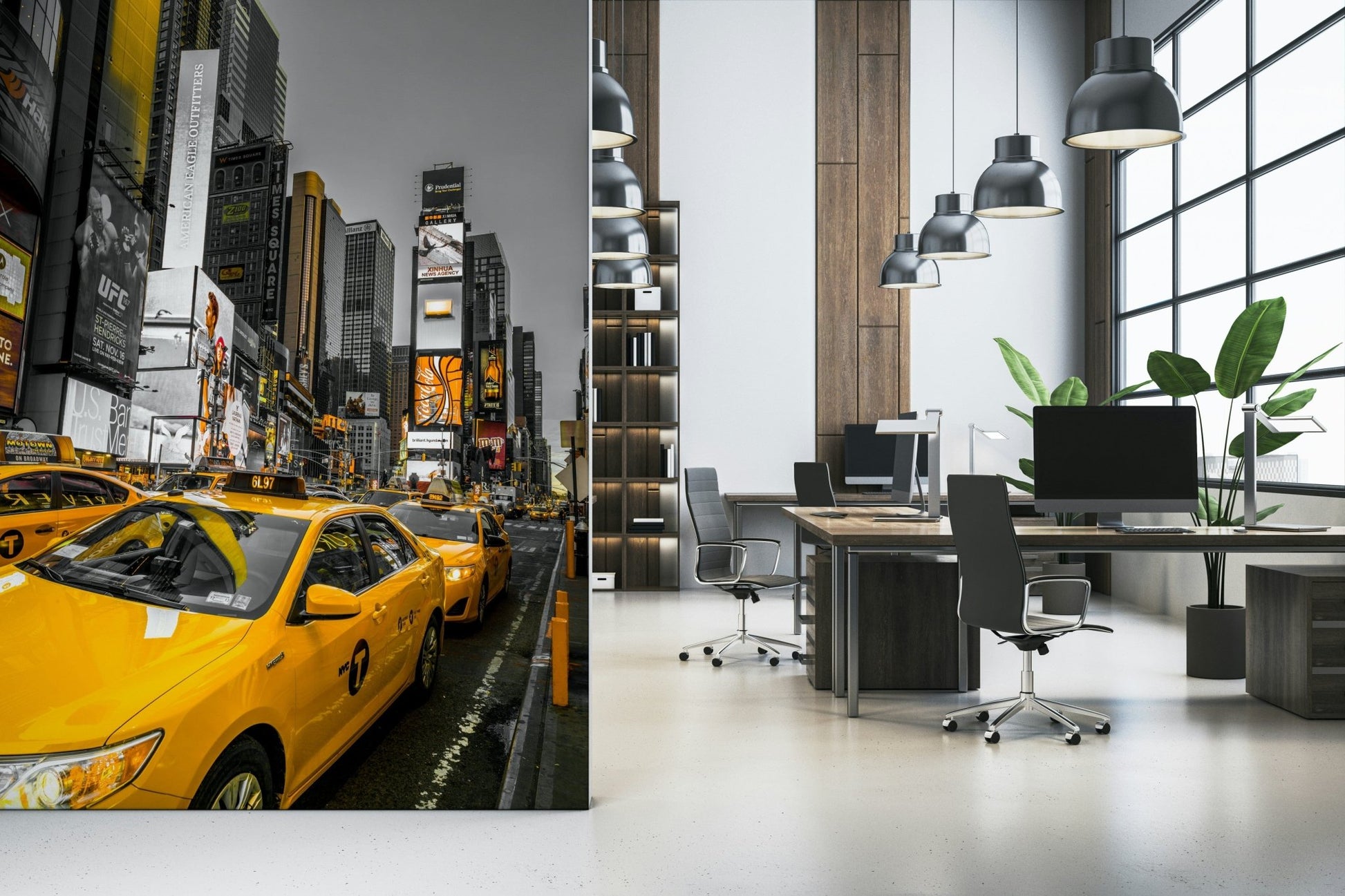 Premium NYC Cabs Golden Rush poster for contemporary living space walls.