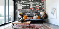 Building sized NYC Car Mural classic hot rod artistic wall panel.