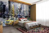 Bold NYC mural with modern art and urban elements

