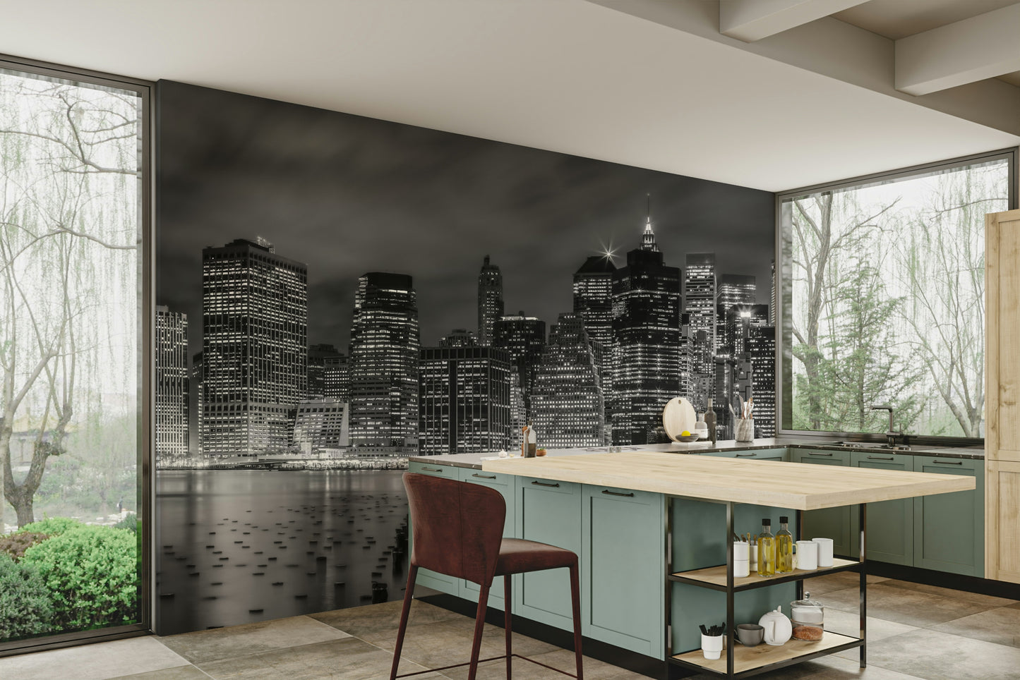 NEW YORK CITY Monochrome Night Impressions Wall Mural