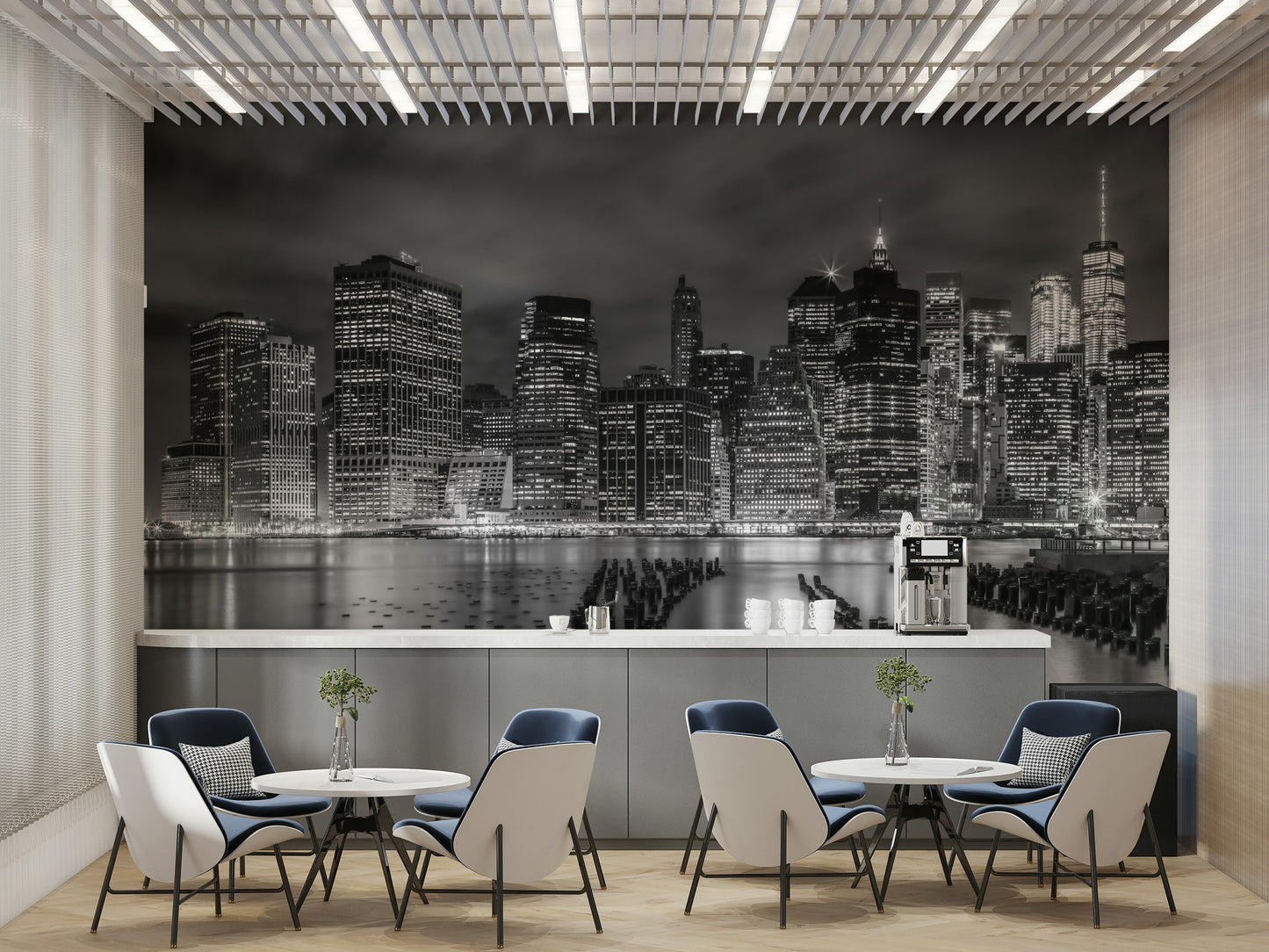 NEW YORK CITY Monochrome Night Impressions Wall Mural