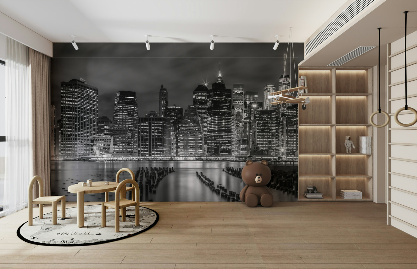 NEW YORK CITY Monochrome Night Impressions  Wall Mural
