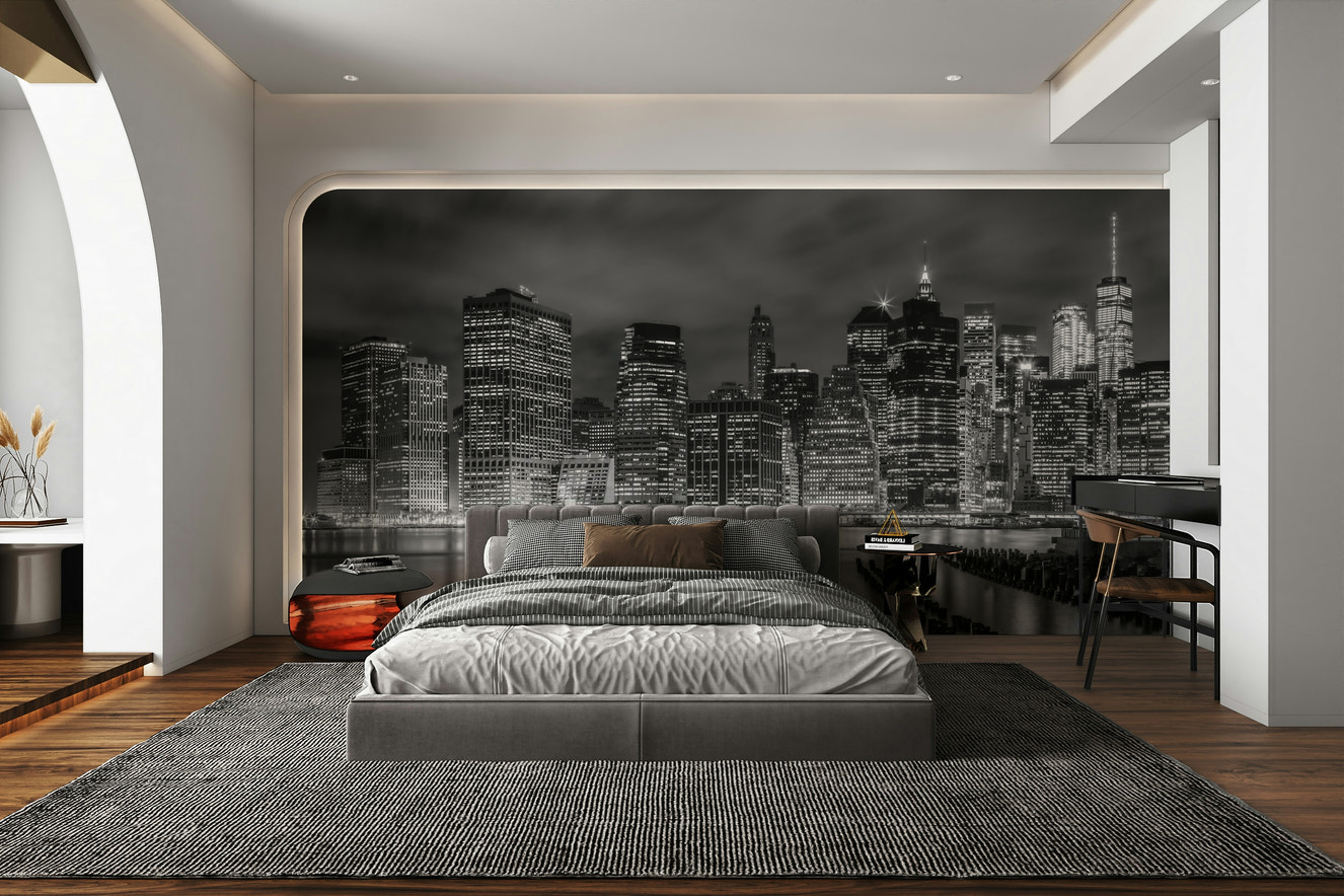 NEW YORK CITY Monochrome Night Impressions Wall Mural