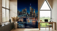 Dramatic dark blue NYC Night Lights wallpaper for walls.