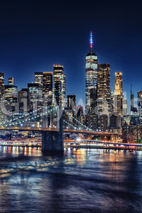 Luminous downtown scenery NYC Night Lights wallpaper mural.