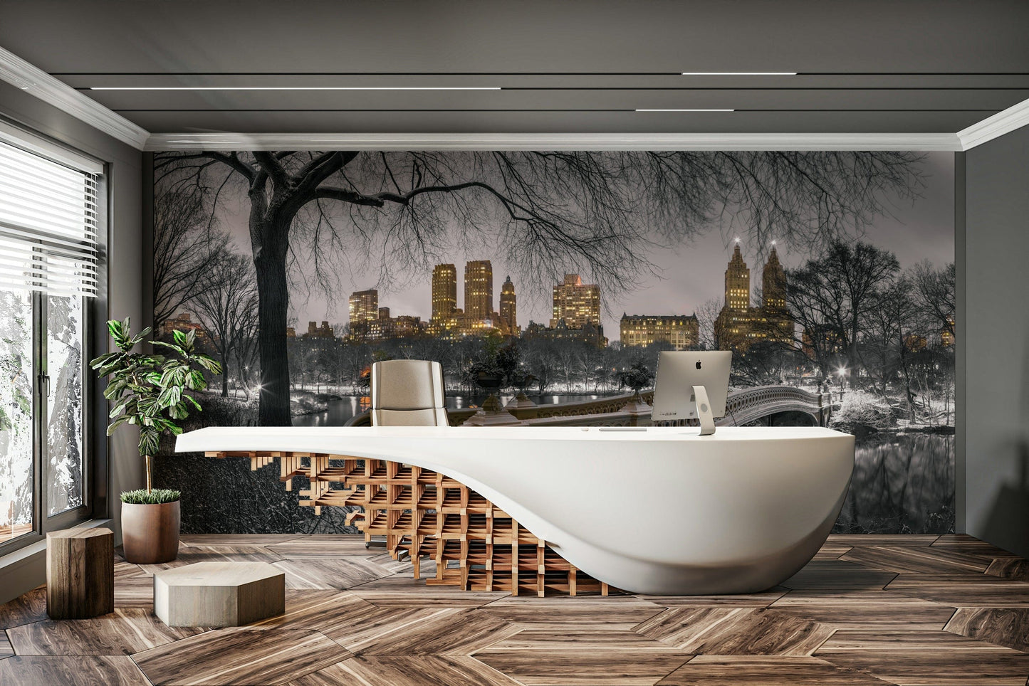 NYC Winter Lights cityscape mural

