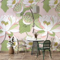 Botanical water lily wallpaper

