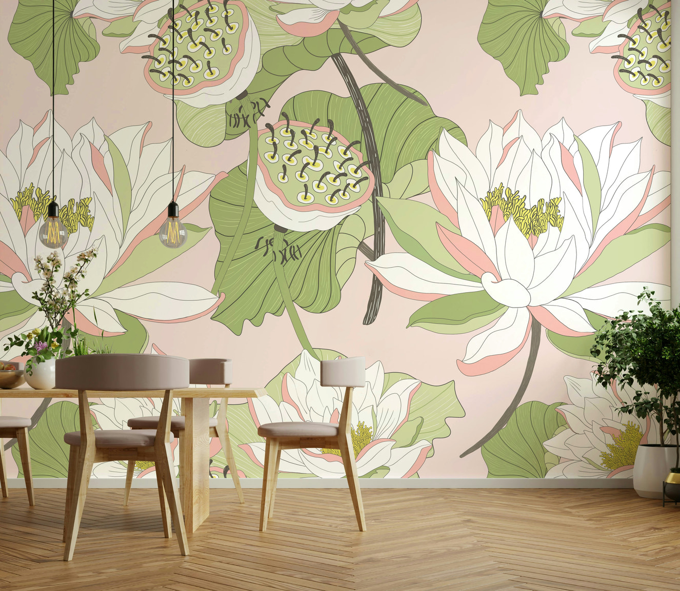 Water lily mural wallpaper

