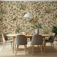 Elegant woodland mural capturing the timeless beauty of oak trees in their habitat.